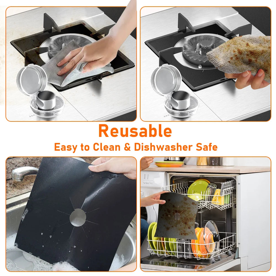 4/8PC Stove Protector Cover Liner Gas Stove Protector Gas Stove Stovetop Burner Protector Kitchen Accessories Mat Cooker Cover