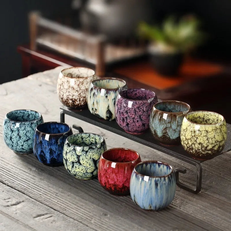 1pcs Kiln Change China Ceramic Cup Porcelain Kung Fu Tea Cups Pottery Drinkware Tableware Coffee Mug Wine Mugs Wholesale