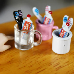 1/12 dollhouse miniature mini cup toothpaste toothbrush for ob11 blyth bjd pullip doll house furniture accessories toy