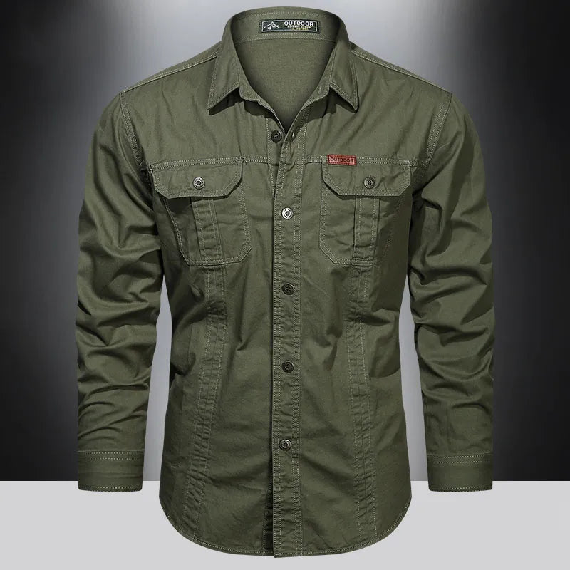 2023 Spring Shirts Men Long Sleeve Casual Cotton Shirt High Quality Camisa Militar Overshirt Brand Clothing Black Blouses 5XL