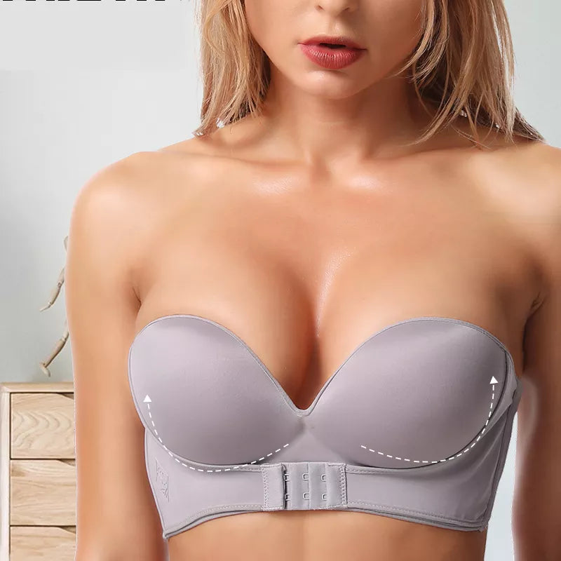 Front Closure Sexy Strapless Women Bra Invisible Push Up Bra Underwear Lingerie for Female Brassiere Pitted Seamless Bralette