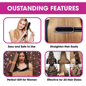 Anion Hair Pro 3 in 1 Straightener Brush, Dryer, Flat Panel and Curl Modeler Hair Brush Heating Combing For bivolt Straightened