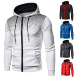 New Autumn Men's Zip Print Hoodie, Casual Solid Hooded Sweatshirt with Long Sleeves, Streetwear Hooody Coat for Male