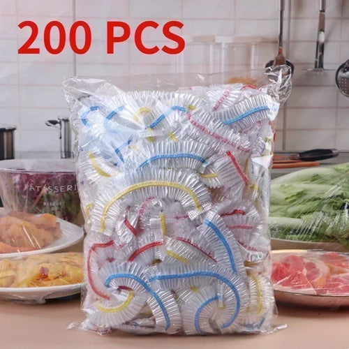 50/100/200pcs Saran Wrap Colorful Disposable Food Cover Food Grade Fresh-keeping Plastic Bag Kitchen Refrigerator Accessories