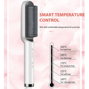 Anion Hair Pro 3 in 1 Straightener Brush, Dryer, Flat Panel and Curl Modeler Hair Brush Heating Combing For bivolt Straightened