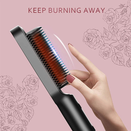 Anion Hair Pro 3 in 1 Straightener Brush, Dryer, Flat Panel and Curl Modeler Hair Brush Heating Combing For bivolt Straightened