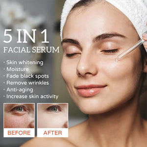 30ml 5 In 1 Face Serum Moisturizing Hyaluronic Acid Anti Wrinkle Aging Vitamin C Whitening Facial Serum Shrink Pores Skin Care