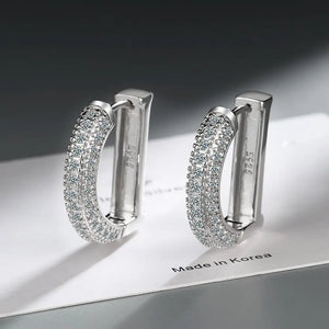 Andara s925 Sterling Silver Real Moissanite Letter D Hoop Earring For Women Sparkling Lab Diamond Ear Buckle Fine Jewelry Gift