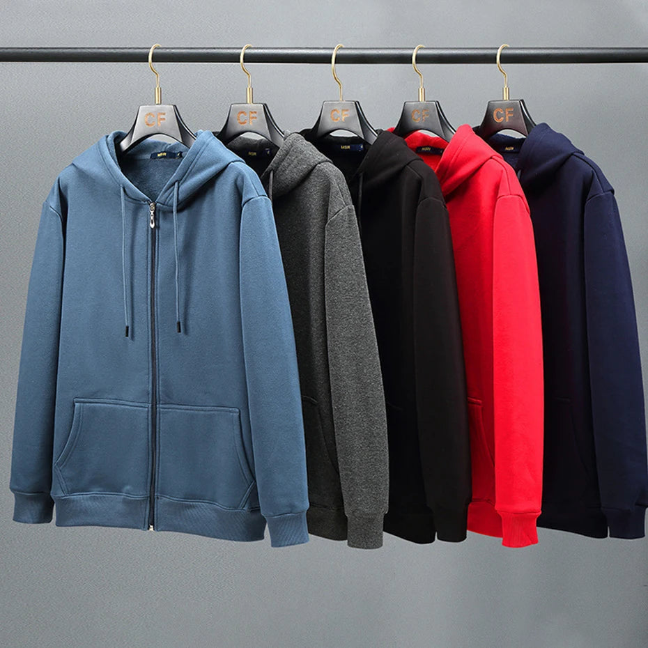 Plus Size 10XL 12XL Hoodie Men Autumn Winter Fleece Hoodies Solid Color Jacket Hoodies Big Size 12XL Blue Black Red Grey