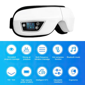 6D Smart Airbag Vibration Eye Massager Eye Care Instrumen Heating Bluetooth Music Relieves Fatigue and Dark Circles Sleep Mask