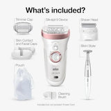 Silk-épil 9 9-890, Facial Hair Removal for Women, Hair Removal Device, Bikini Trimmer, Womens Shaver Wet & Dry