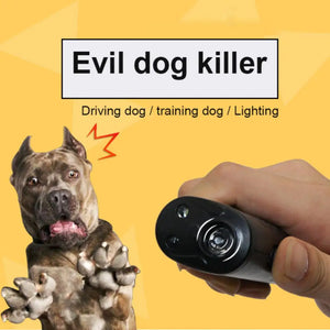 3 In 1 Dog Repeller Dog Anti Barking Device Ultrasonic Stop Bark Control Training Supplies With LED Flashlight Dog Products