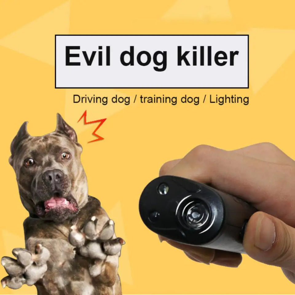 3 In 1 Dog Repeller Dog Anti Barking Device Ultrasonic Stop Bark Control Training Supplies With LED Flashlight Dog Products