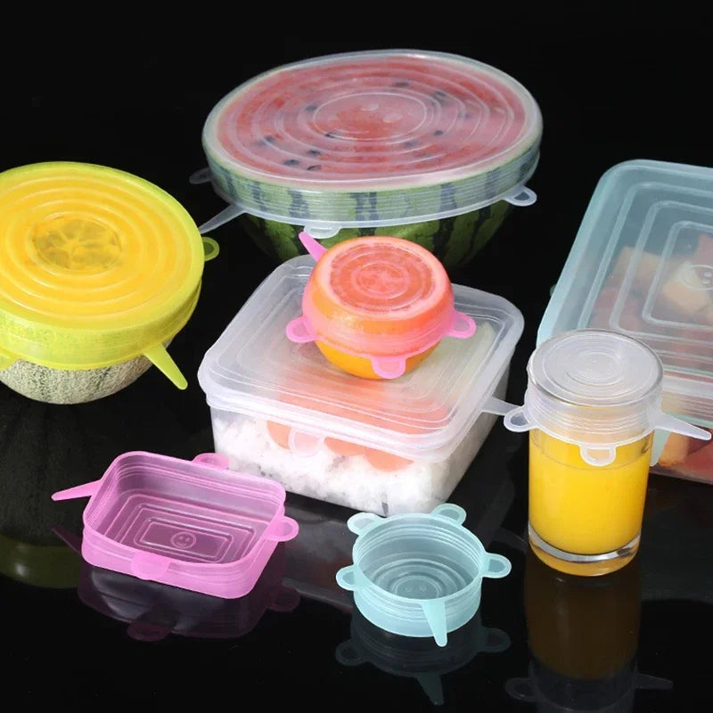 12 PCS Adaptable Silicone Lids Round Square Covers Caps Food Universal Dish Stretch for Cans Kitchen Accessories