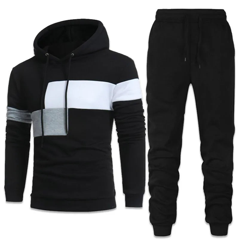 Fashion Men Tracksuits Hoodies Suit Autumn Winter Men Hooded Sweater and Sweatpants Two Piece Set Plus Size Men's Clothing