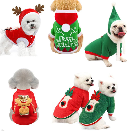 Dog Christmas Clothes Pets Clothing Santa Costume New Year Cat Outfits Xmas Deer Hat Puppy Coat Hoodie Party Apparel