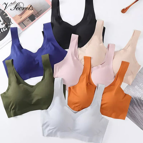 Ice Silk Women Bra Seamless Vest Bras Women Push Up Underwear Lingerie Sleep Top Padded Bralette Soutien Gorge нижнее белье женское