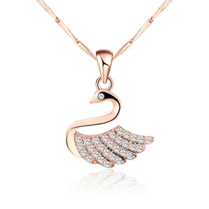 925 Sterling Silver Rose Gold Swan Necklace For Women Pendant Zircon Clavicle Chain Fine Jewelry Romantic Accessories Gifts