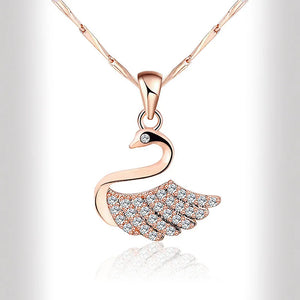 925 Sterling Silver Rose Gold Swan Necklace For Women Pendant Zircon Clavicle Chain Fine Jewelry Romantic Accessories Gifts