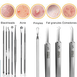 11PCS Ingrown Hair Tweezers Acne Blackhead Removal Needles Black Dots Cleaner Pore Cleaner Deep Cleansing Face Skin Care Tools