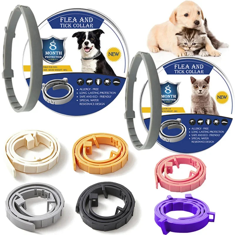 Adjustable Dog & Cat Collar Flea & Tick Prevention Pet Collar Pest Control Protect Rubber Flea Killer Collar Pet Cat Accessories