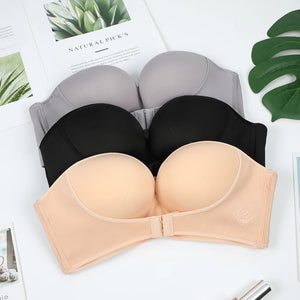 Front Closure Sexy Strapless Women Bra Invisible Push Up Bra Underwear Lingerie for Female Brassiere Pitted Seamless Bralette