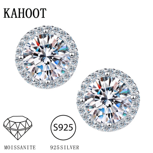 925 Sterling Silver 1 Carat Moissanite Round Earrings Engagement Wedding Daily Work Party Travel Luxurious Gift For Women