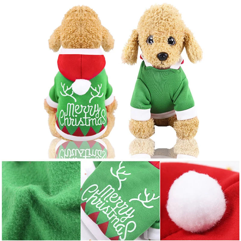 Dog Christmas Clothes Pets Clothing Santa Costume New Year Cat Outfits Xmas Deer Hat Puppy Coat Hoodie Party Apparel