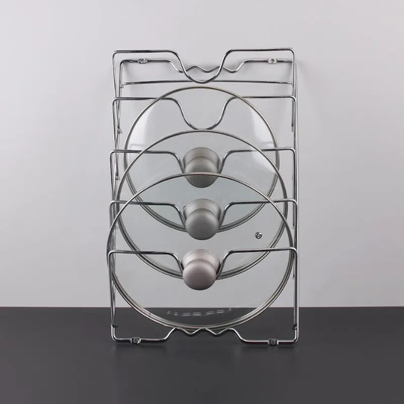 1Pcs Kitchen Accessories Stainless Steel Pot Lid Shelf Kitchen Organizer Pan Cover Lid Rack Stand Holder Dish Rack