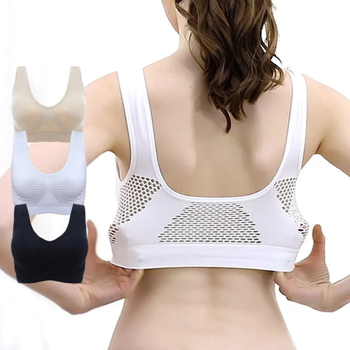 Breathable Women Bra Tops Hollow Out Sports Bras Gym Running Fitness Yoga Bra Sportswear Padded Push Up Sports Tops