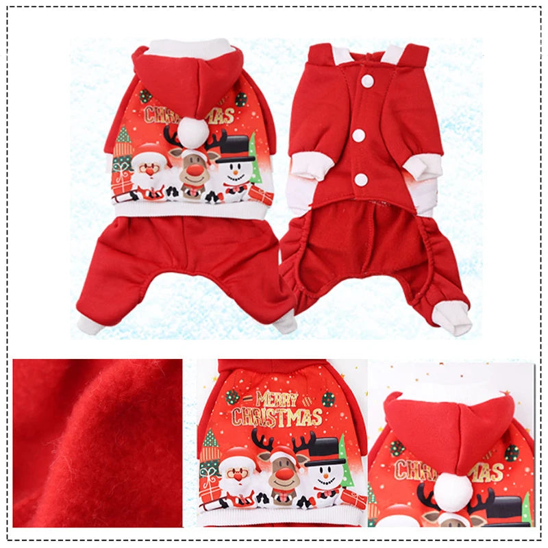 Dog Christmas Clothes Pets Clothing Santa Costume New Year Cat Outfits Xmas Deer Hat Puppy Coat Hoodie Party Apparel