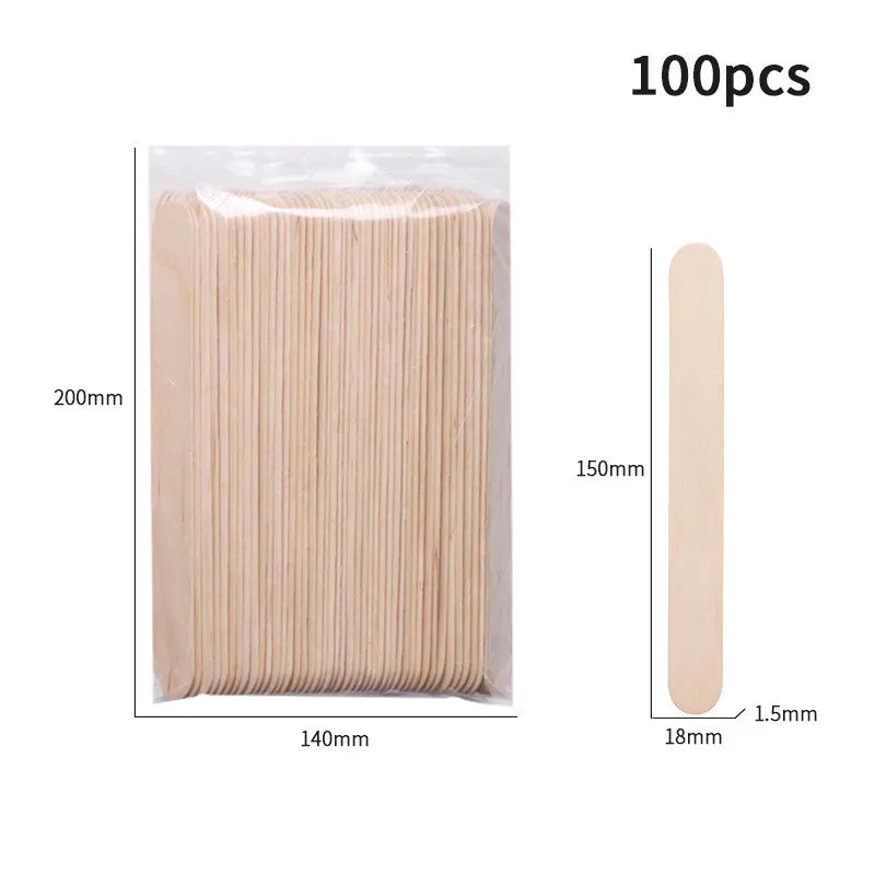 100pc Wooden Waxing Stick Hair Remove Disposable Spatula Bean Body Beauty Tool Face Eyebrows Applicator Depilation Wooden Stick